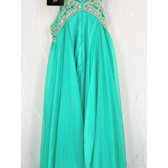 NWT Sherri Hill Seafoam Green 9728 Cutout Formal Gown $378 - Picture 9 of 13